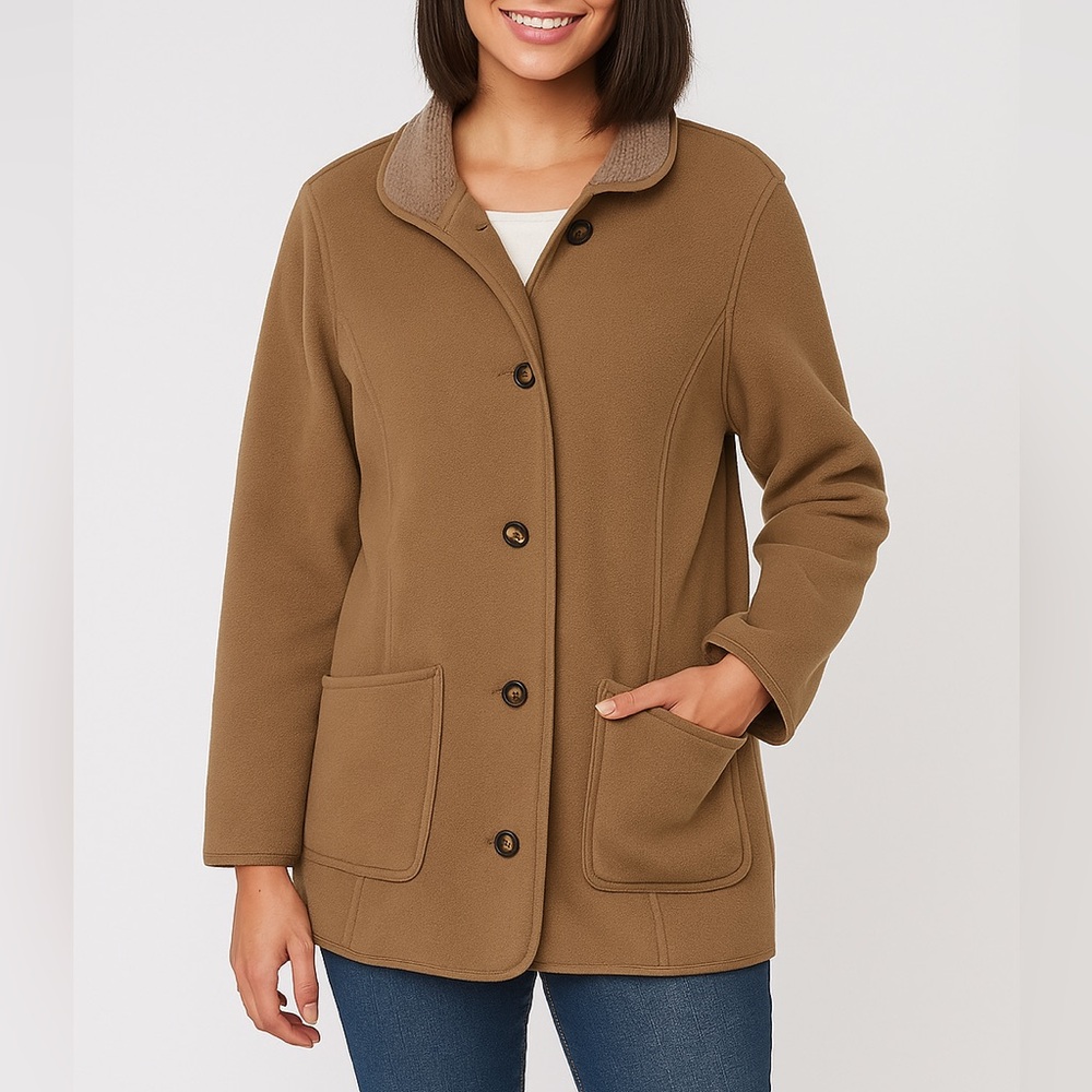 L.L. Bean Vintage Beige Fleece sherpa Outerwear barn coat - Picture 12 of 12